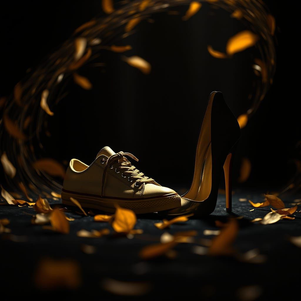 Shoes Share Secrets in a Mysterious, Golden-Hued Night
