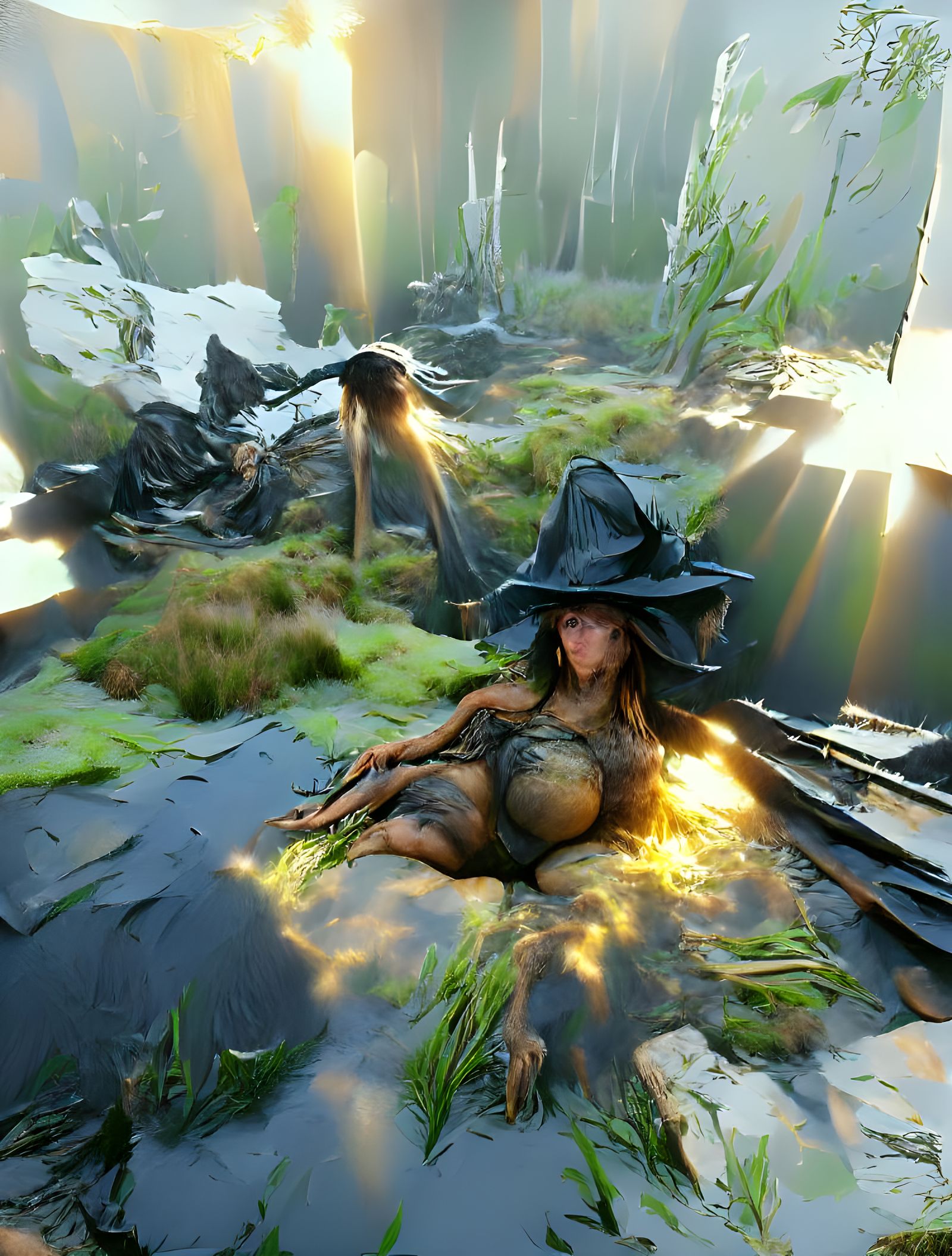 Hyperrealistic Bog Witch in 8K Fantasy Scene