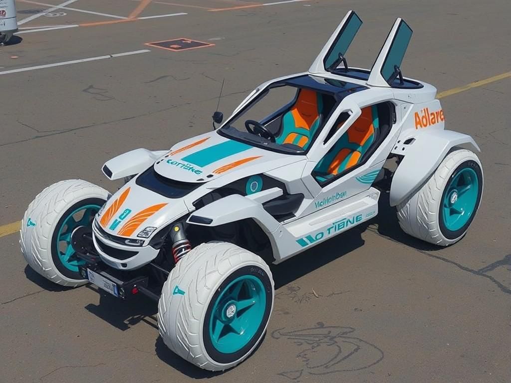 Futuristic Cyberpunk Buggy with Japanese Logos