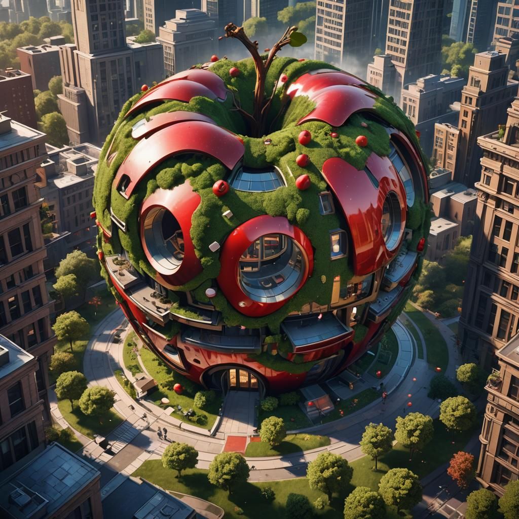 Apple Corporation in Apple Building: Detailed Matte Painting