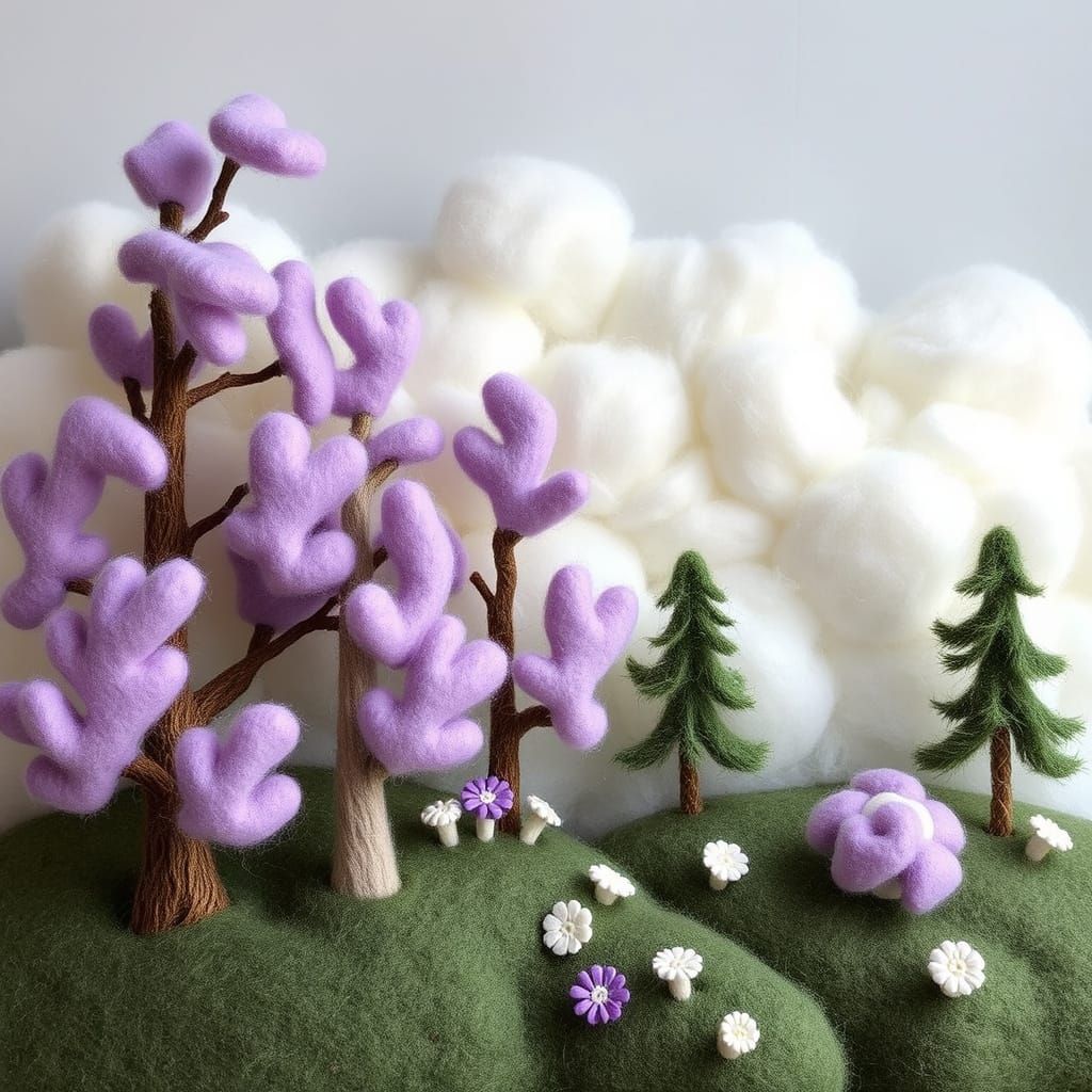 Felted Cotton Cloud Forest in Pastel Shades