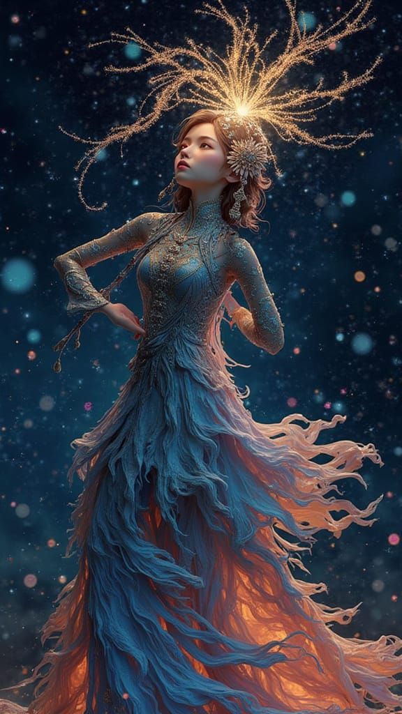 Dynamic Woman in Flowing Clothing: 3D Anime Art