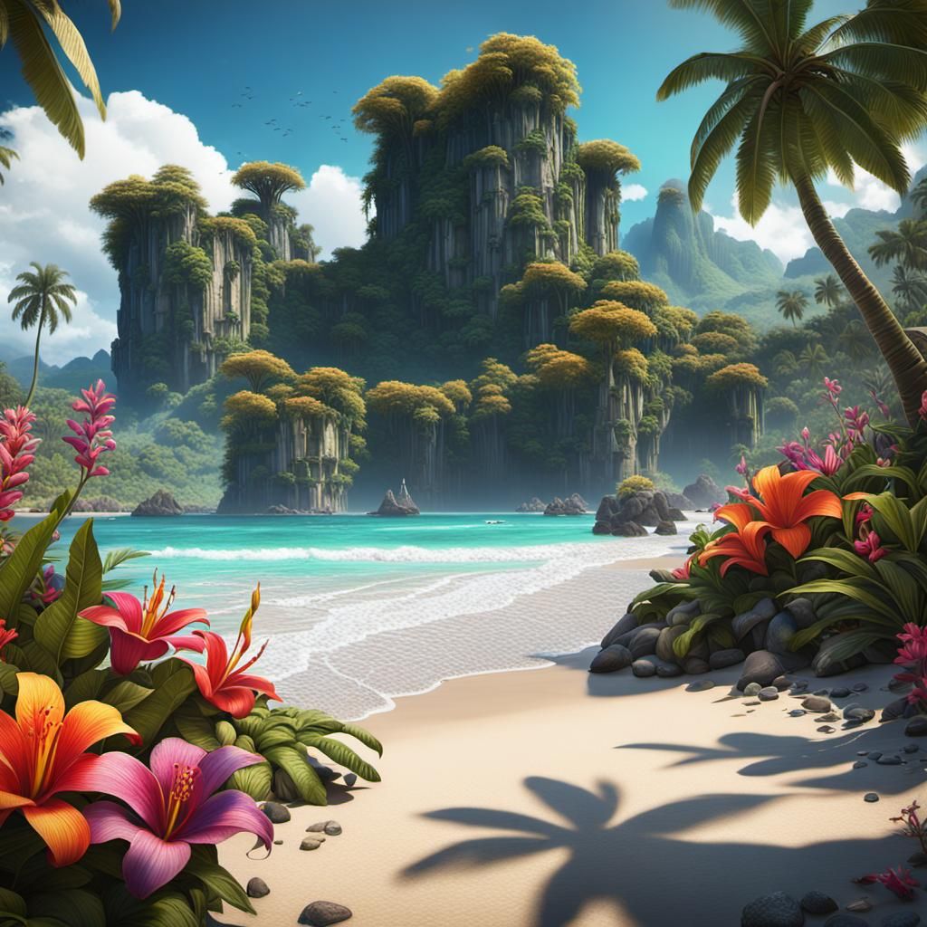 Tahitian Flower Seller: Fantasy Concept Art