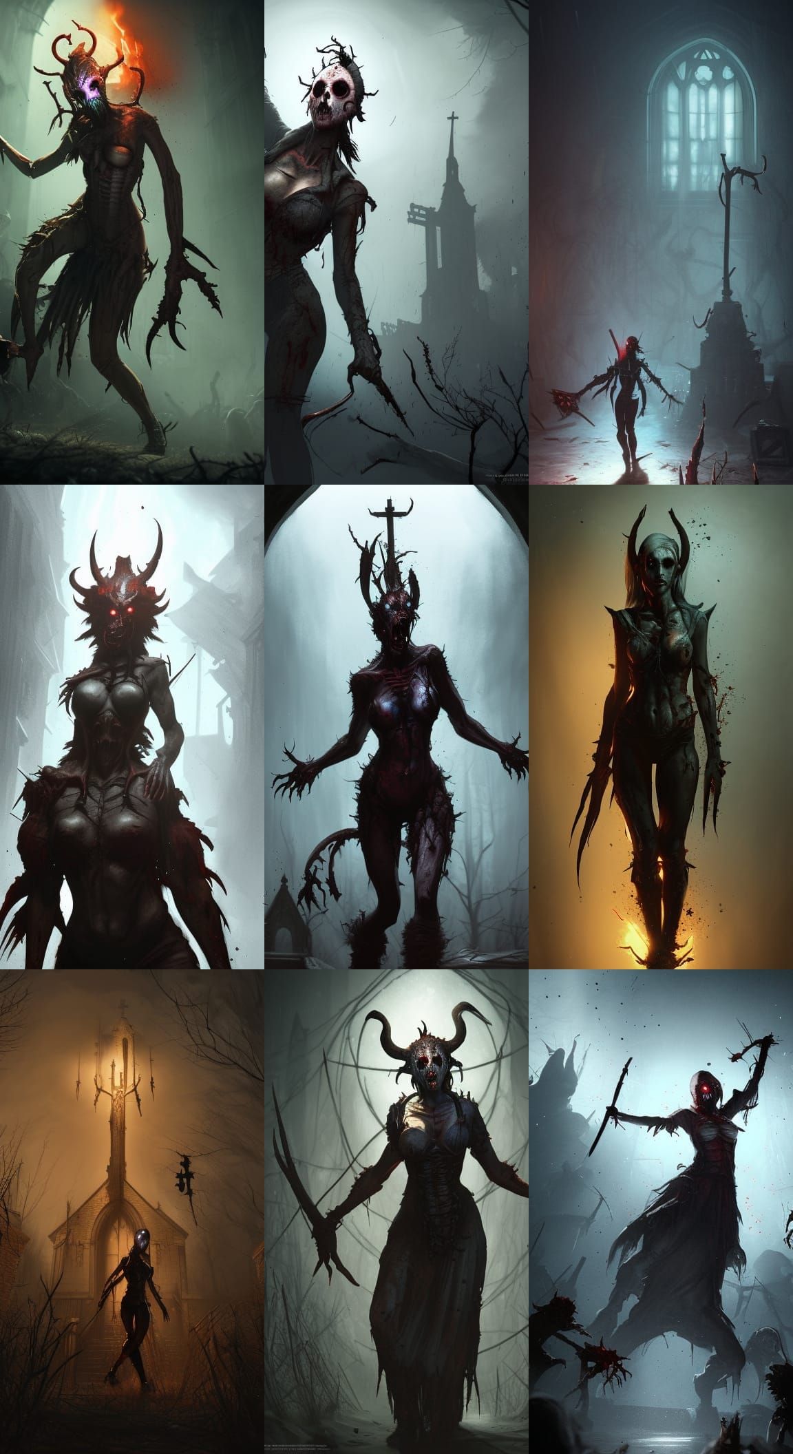 Plague and Lilith: Dark Fantasy Church Scene