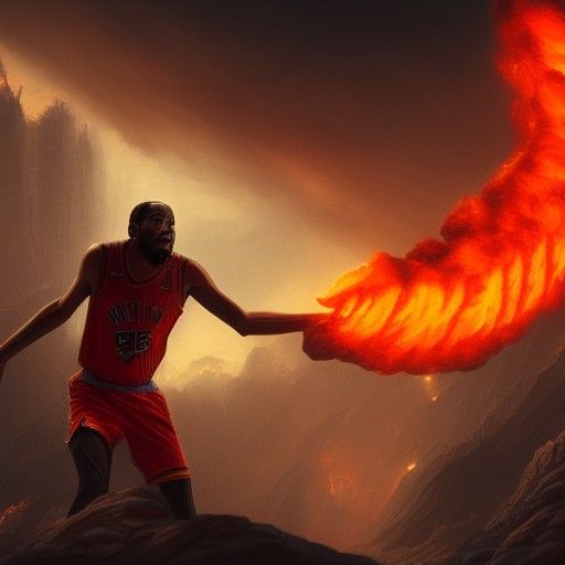 Kevin Durant Engulfed in Flames: Fantasy Concept Art