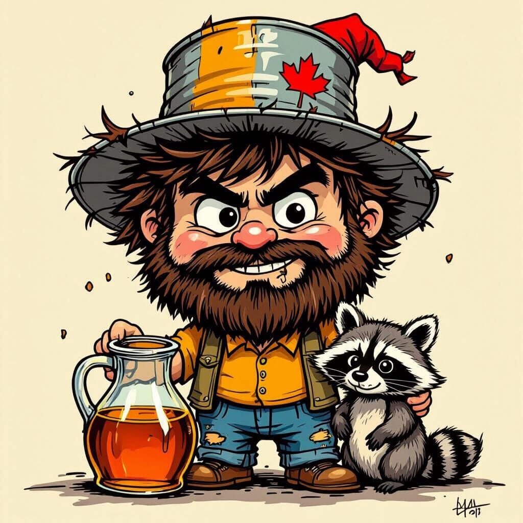 Garbage Pail Kid French Canadian Man with Trash Can Hat