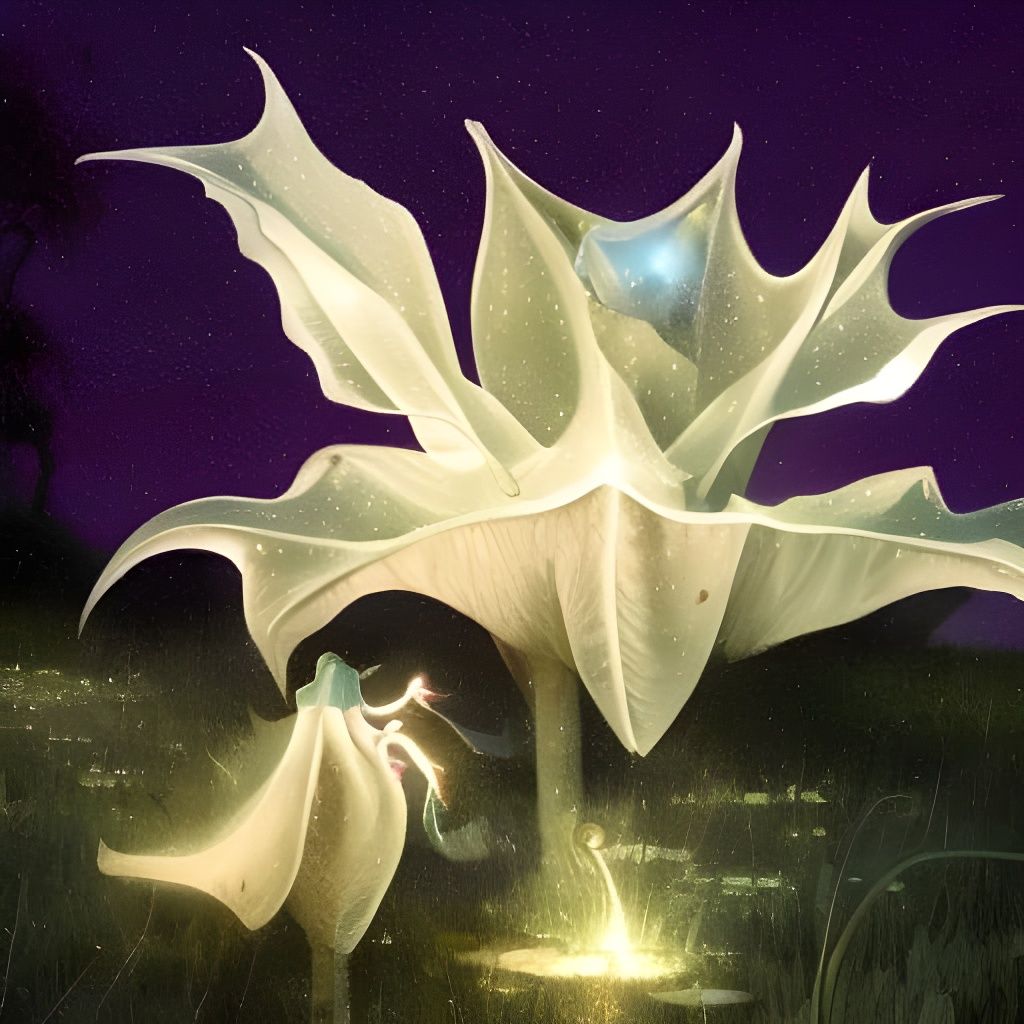 Glowing Datura Flower in Moonlight: Fantasycore Style