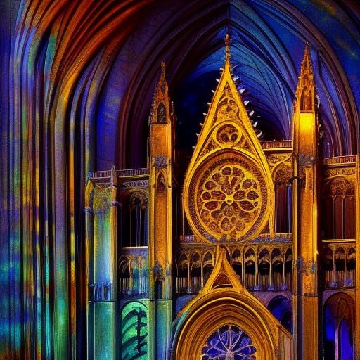 Chartres Cathedral at Night: Detailed Matte Painting