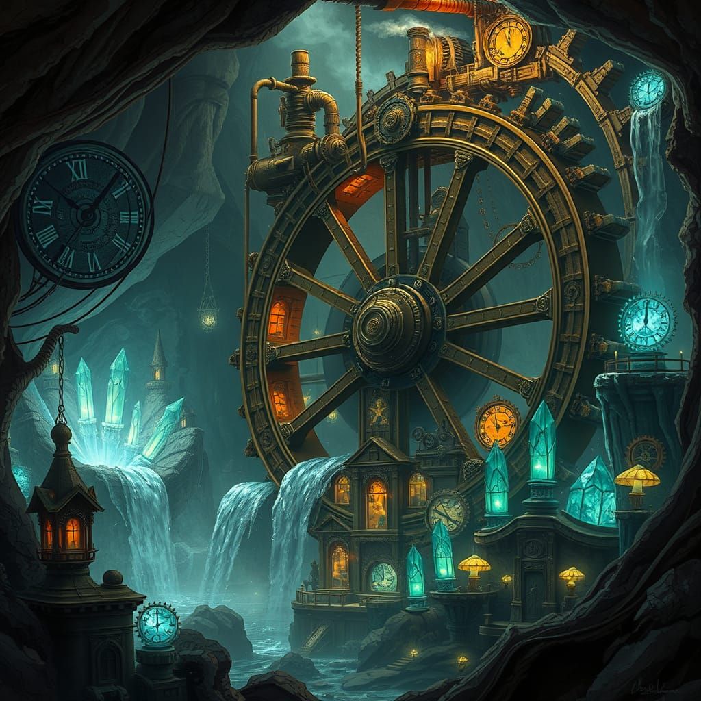 Massive Steampunk Waterwheel Powers Hidden Underground Metro...