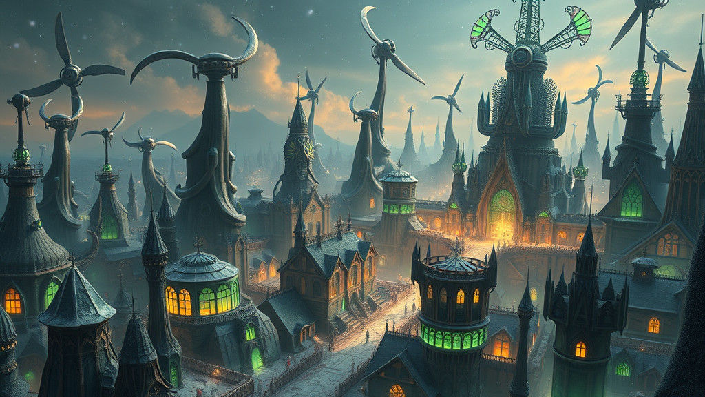Surreal Biomorphic Cityscape in Digital Matte Painting