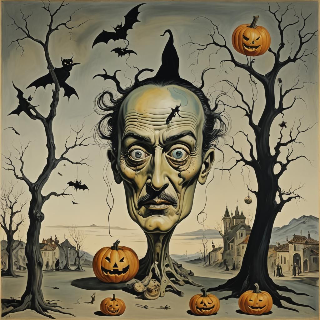 Surreal Halloween Scene in Dali Style