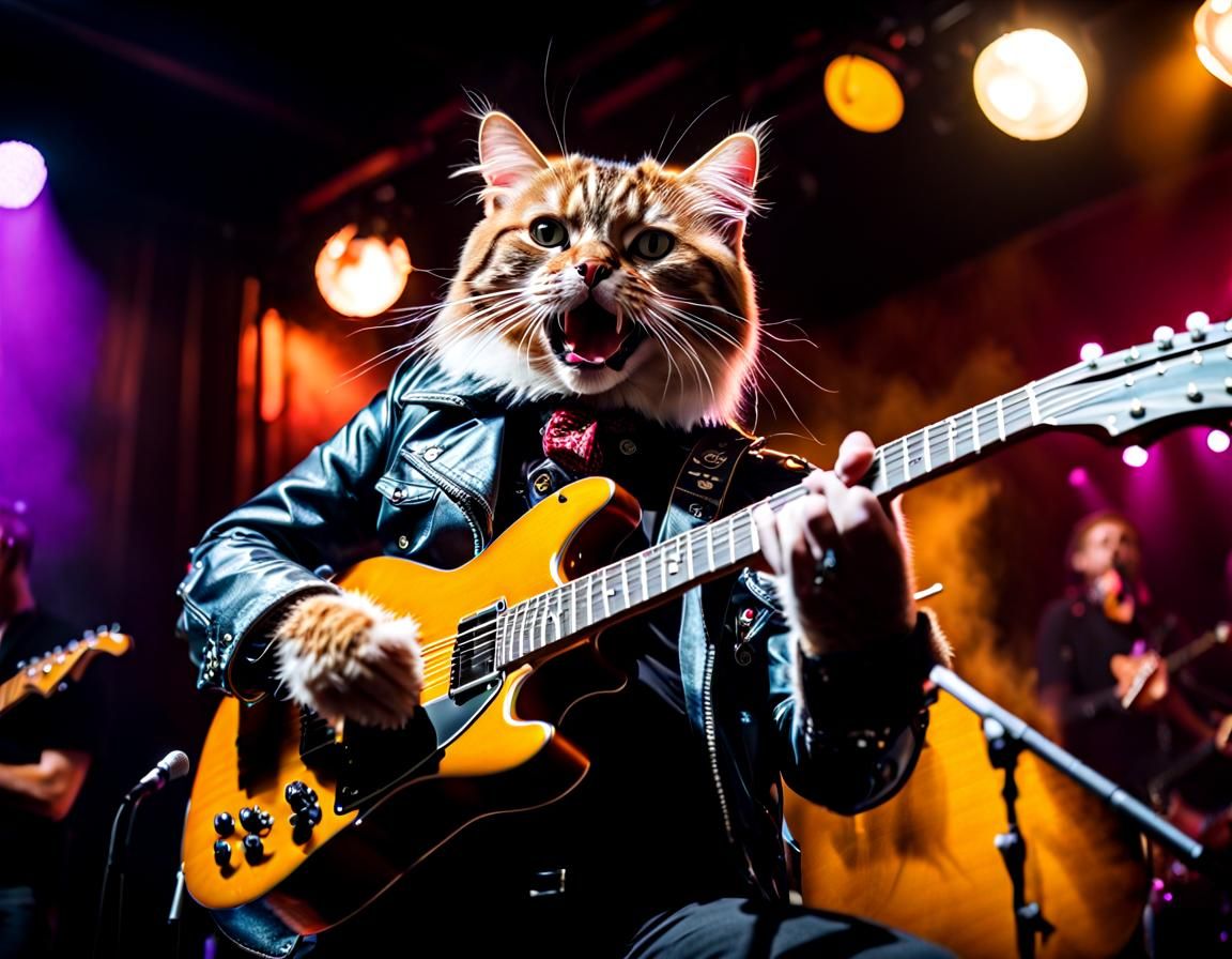 British Punk Rock Cat Guitarist on Stage