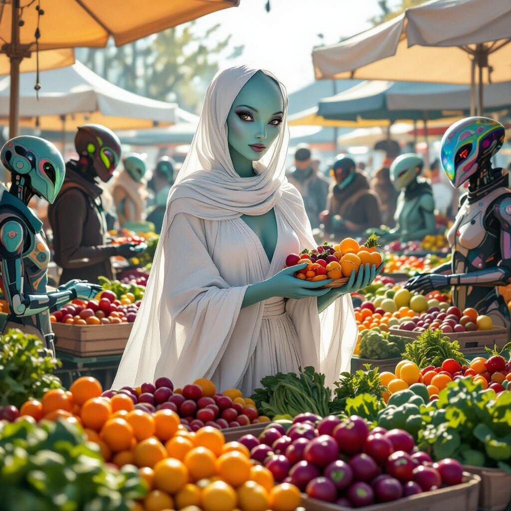 Alien Woman's Market: Futuristic Organic Art
