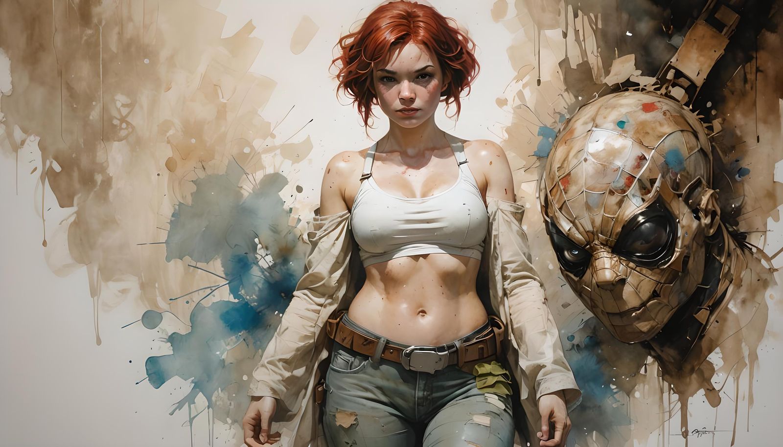 Detailed Image of a Redhead with Embarrassed Expression