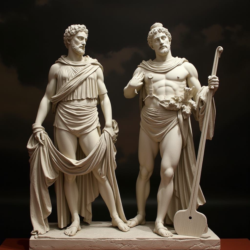 Achilles and Patroclus: Ancient Marble Bust Portrait