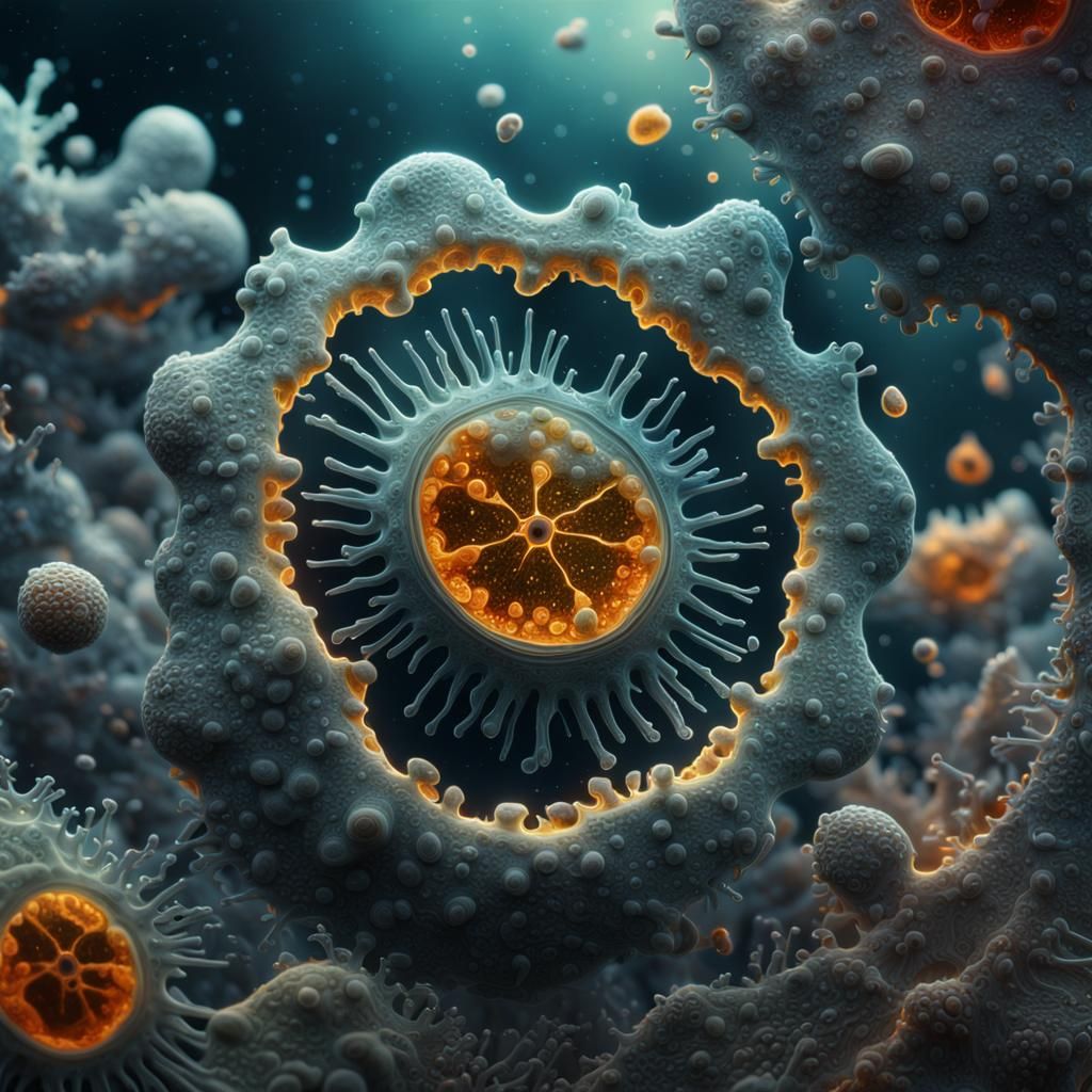 Microscopic Amoeba in a Dramatic Digital Painting