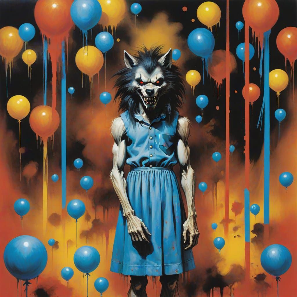 Werewolf Portrait in the Style of Stephen Gammell