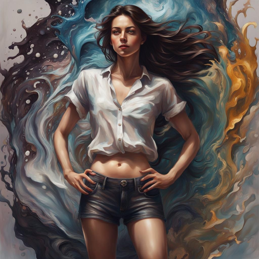 Curvy Woman in Modern Splash Art Style