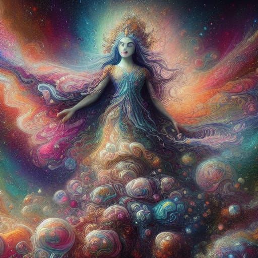 Majestic Deva Emerges From Stardust Nebula