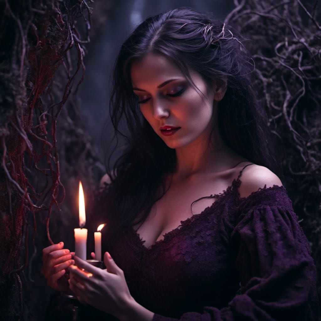 Vampire Portrait in Gothic Chamber, Oil Painting Style