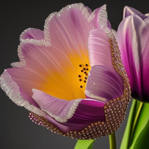 Luminescent Crystal Tulip in Hyperdetailed 8k