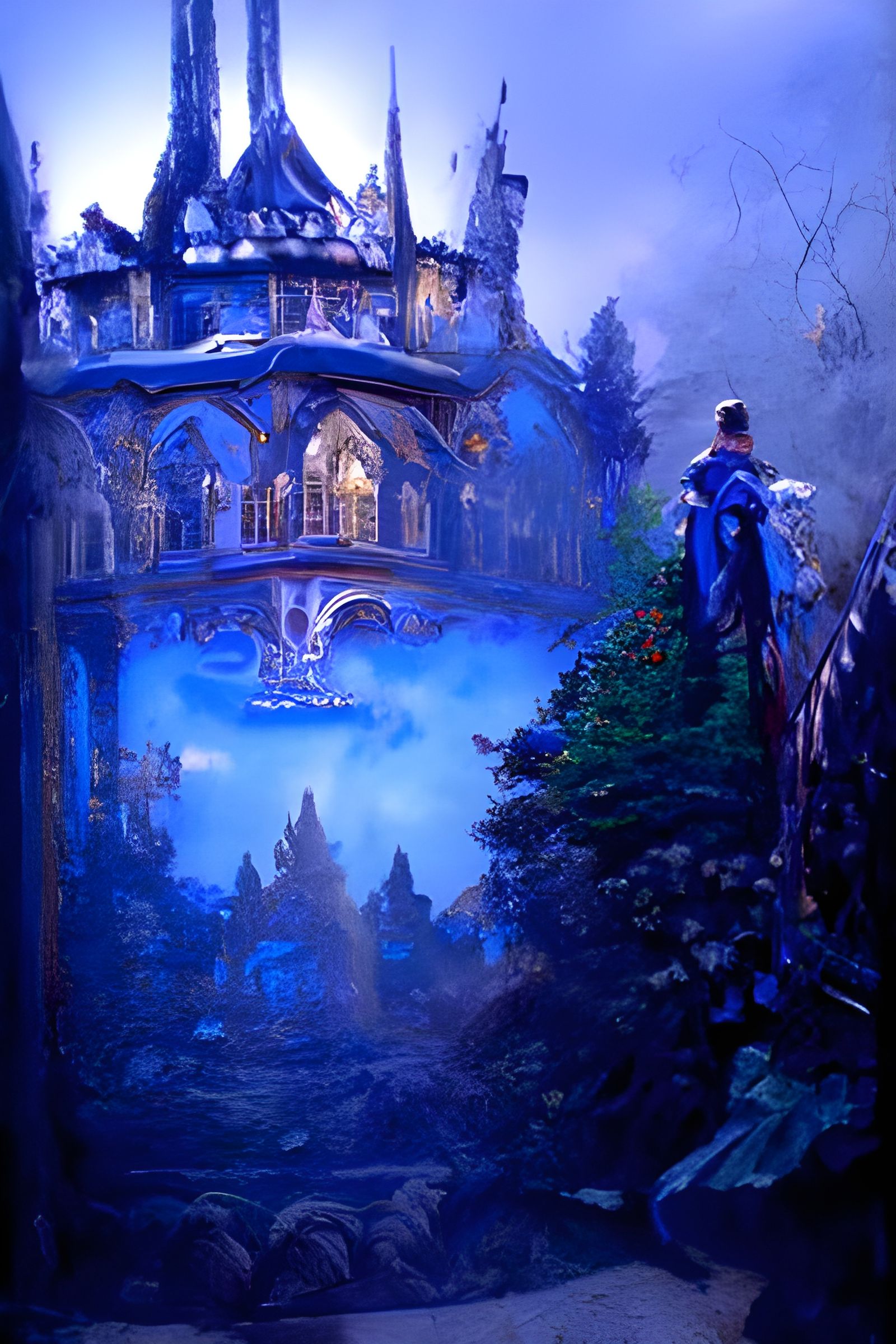 Ethereal Blue Huntsman Spider in Fantasy Style