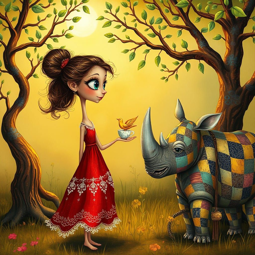 Enchanted Whimsy in a Sun-Dappled Clearing