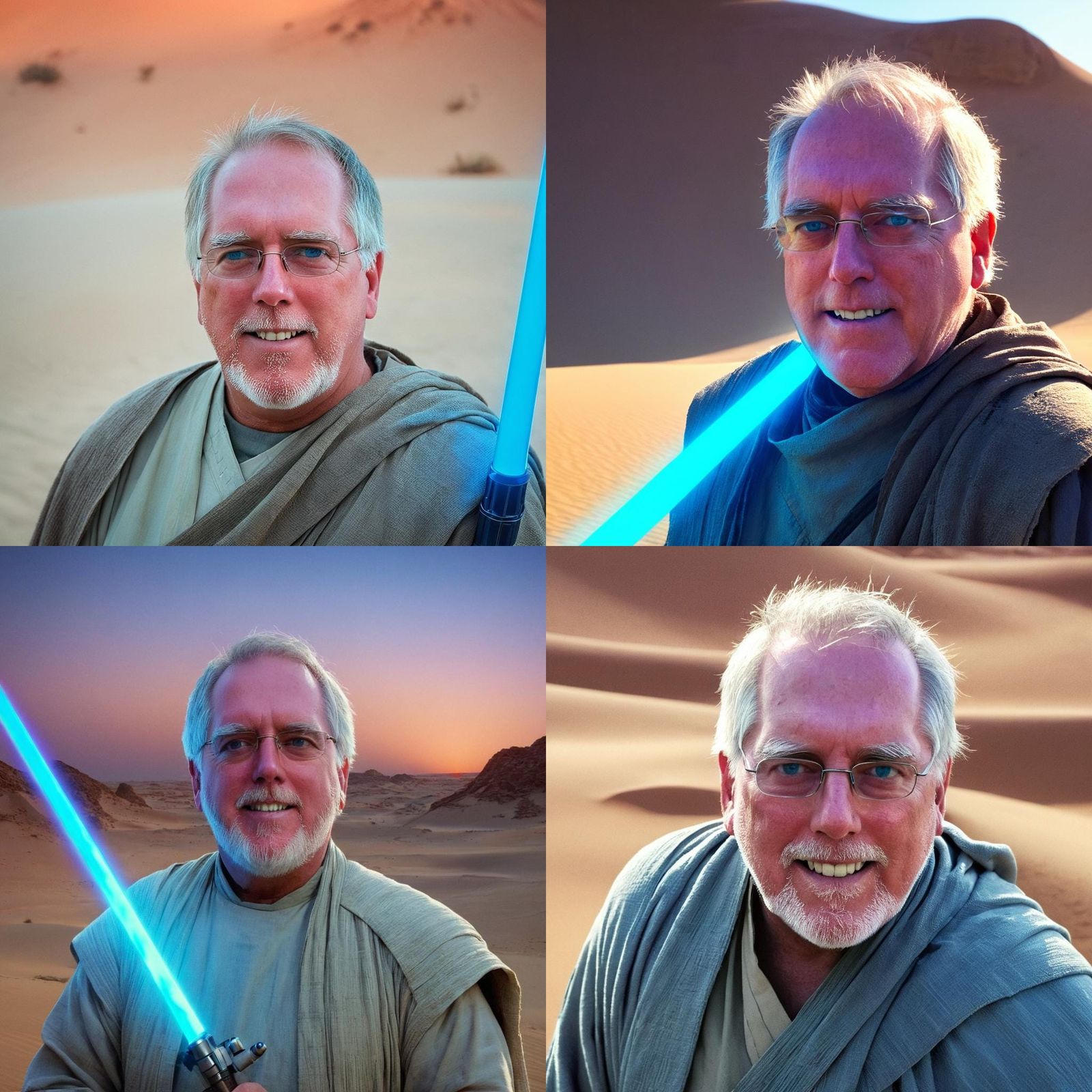 Jedi Knight Portrait with Lightsaber in Tatooine Desert