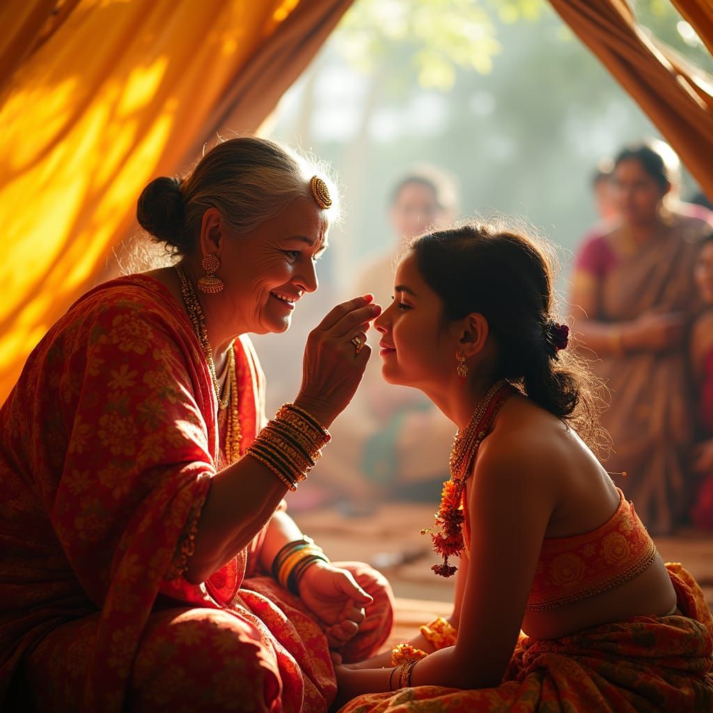 Intimate Cultural Moment Between Generations