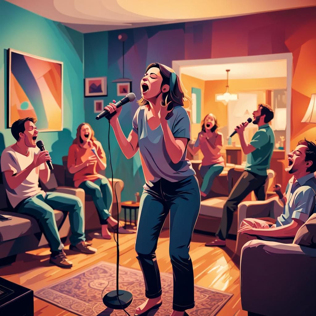 Karaoke Night with Friends: Abstract Art Style