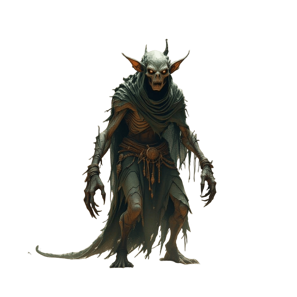 Aquatic Ghoul Patrols Desert Temple in Dark Fantasy Art