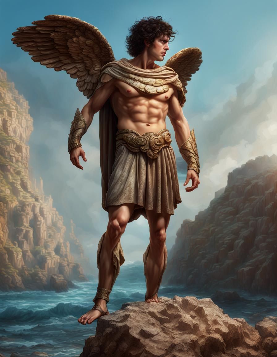 Greek Perseus in Chiton: Hyperrealistic Digital Art