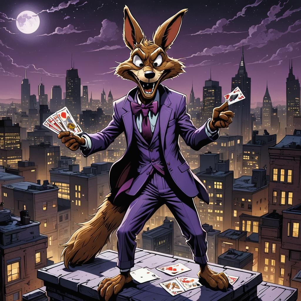 Wile E. Coyote as the Joker in Comic Book Art