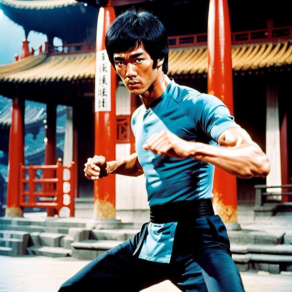 Bruce Lee in 70s Kung Fu Action Scene