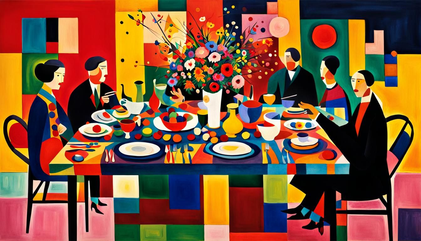 Abstract Dinner Party in Kandinsky Style