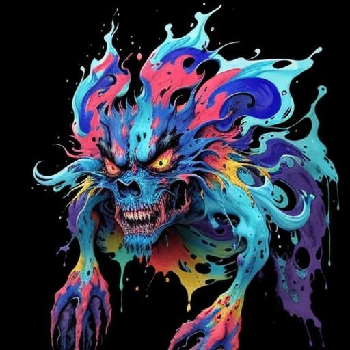 Terrifying Shadow Monster in Liquid Ink Style