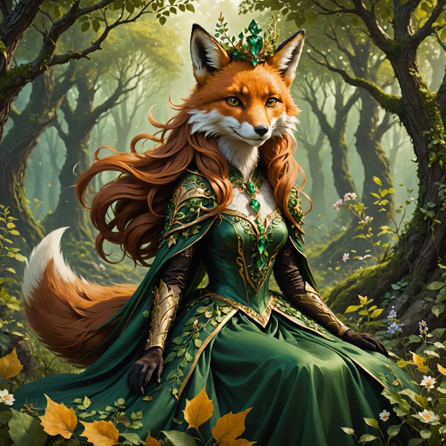 Majestic Earth Fox Bowing to Earth Queen