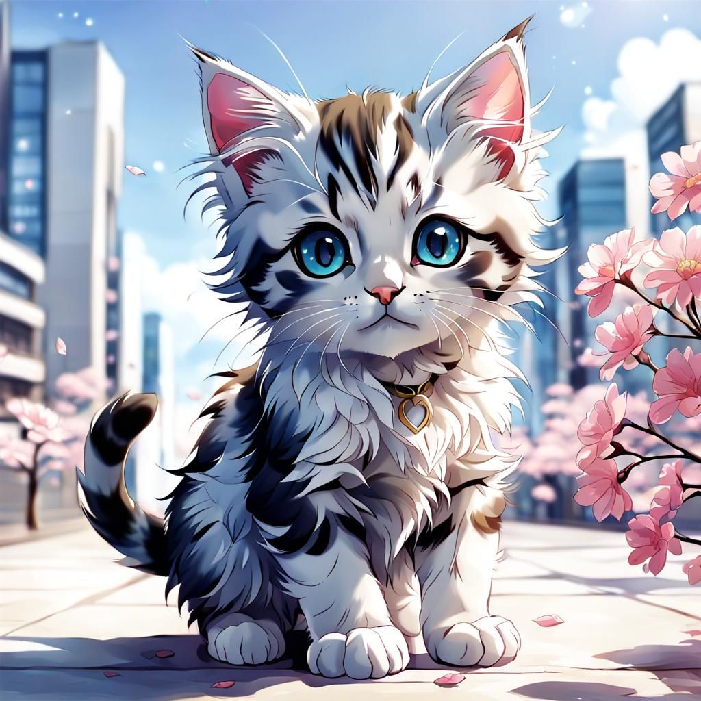 Adorable Anime Kitten Portrait