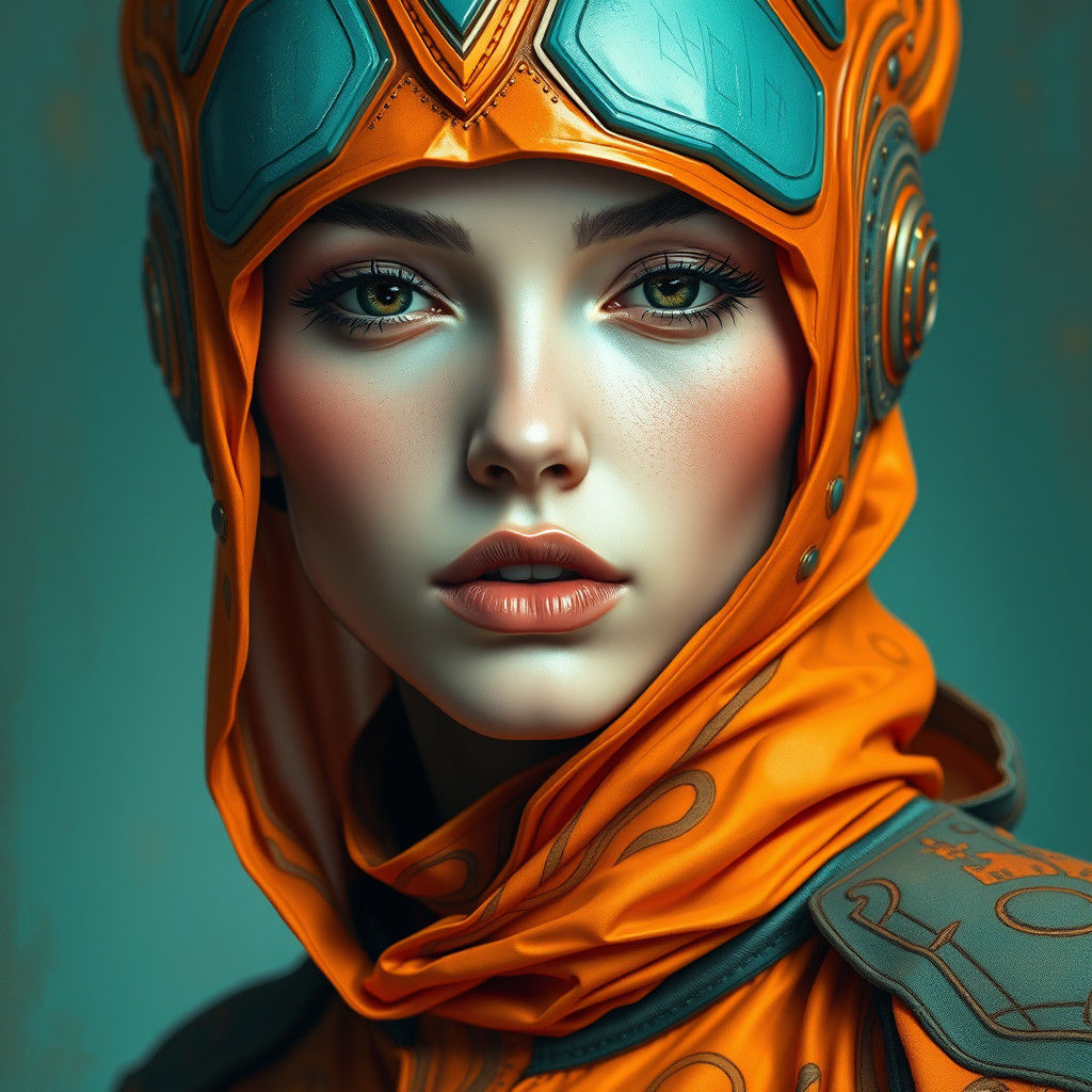 Sci-Fi Woman Portrait in Moebius Style