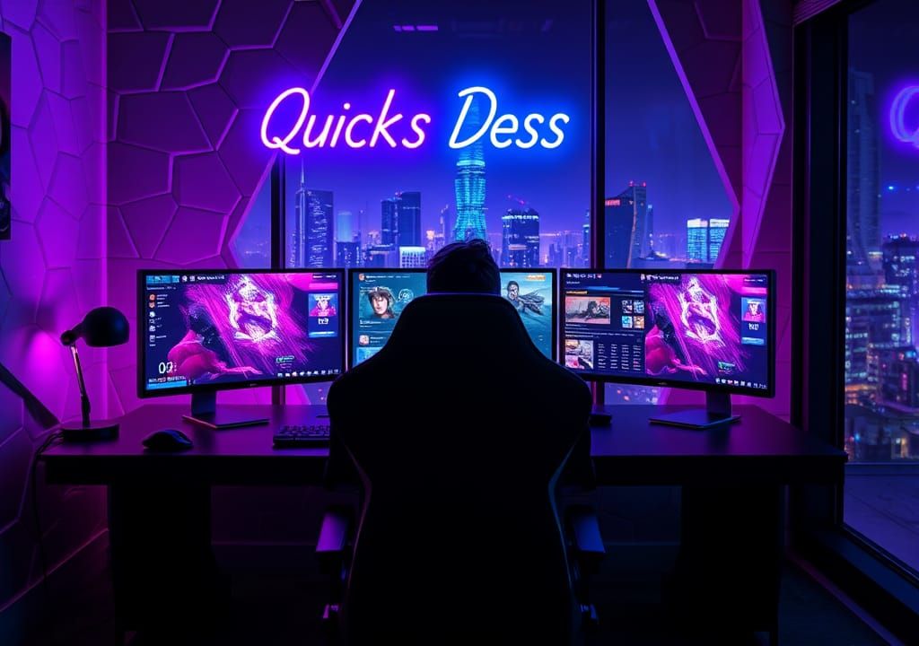 High-Tech Gaming Setup in Cyberpunk Style