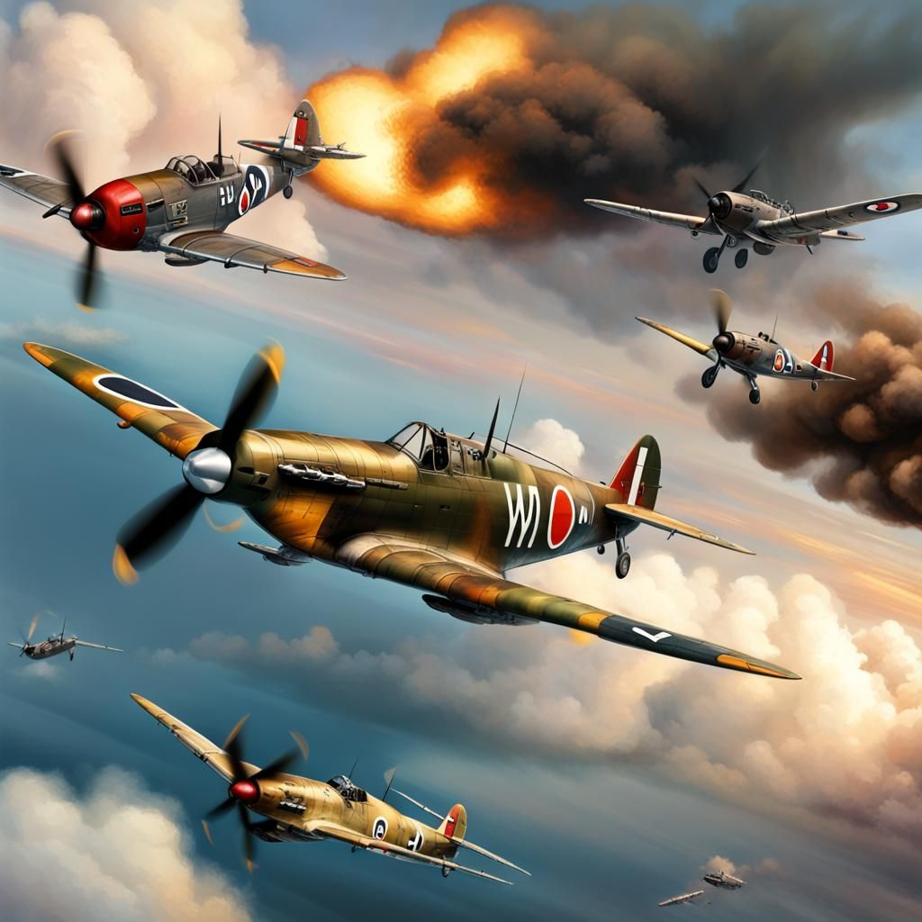 World War II Dogfight: Spitfires and Messerschmitts
