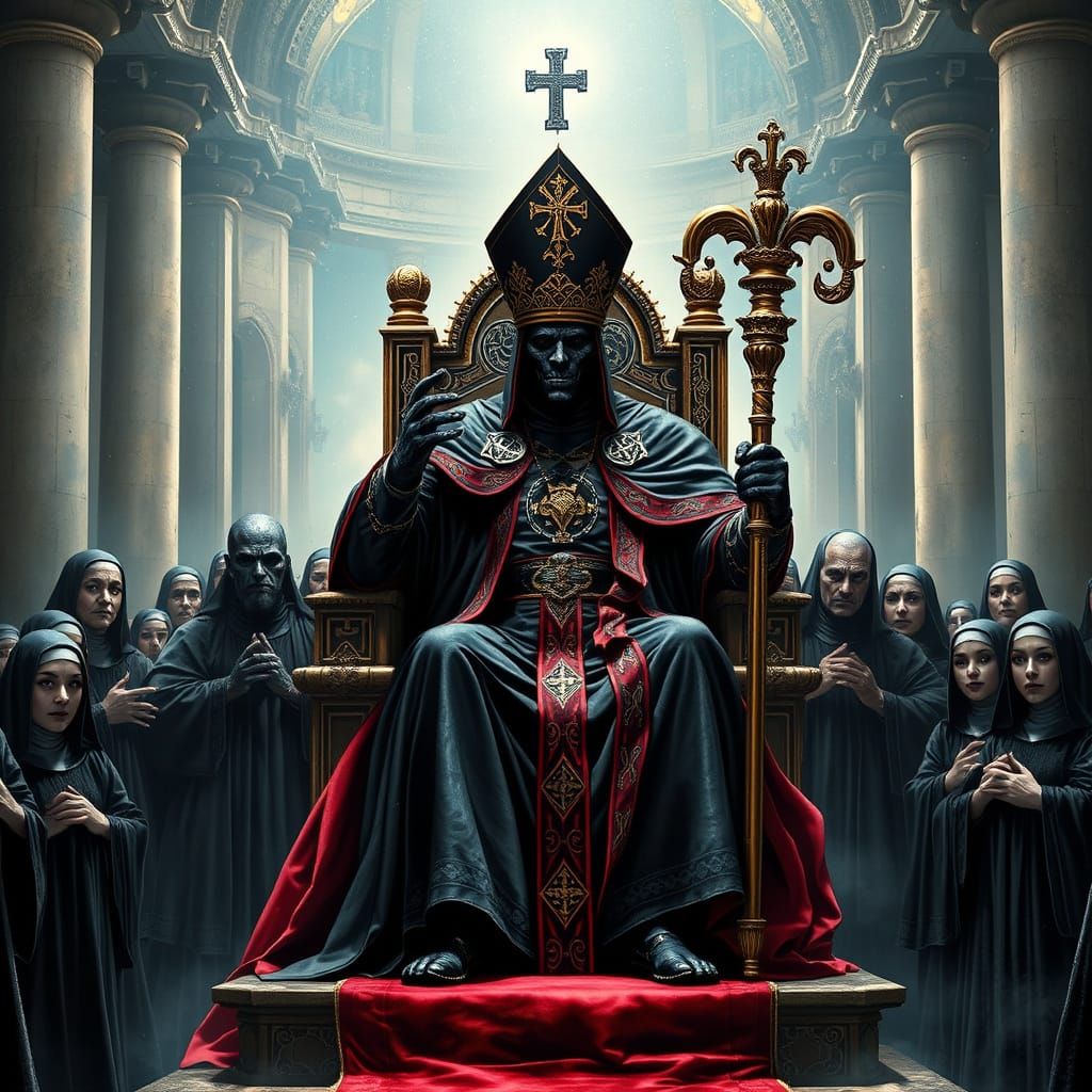 Darkseid as Pope on the Papal Throne
