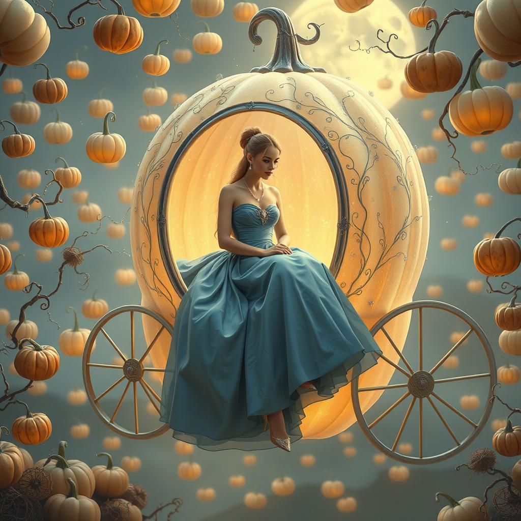 Magical Gourd Carriage: Ethereal Cinderella Scene