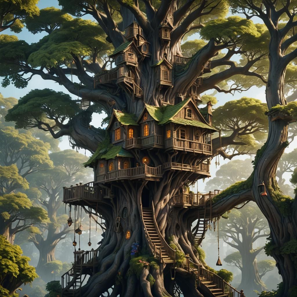 Enchanted Treehouse: Fantasy Concept Art