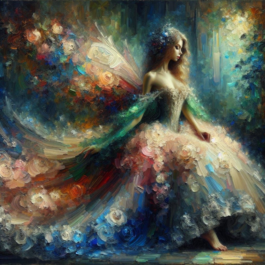 Fantasy Fairy Woman in Neo-Impressionist Style