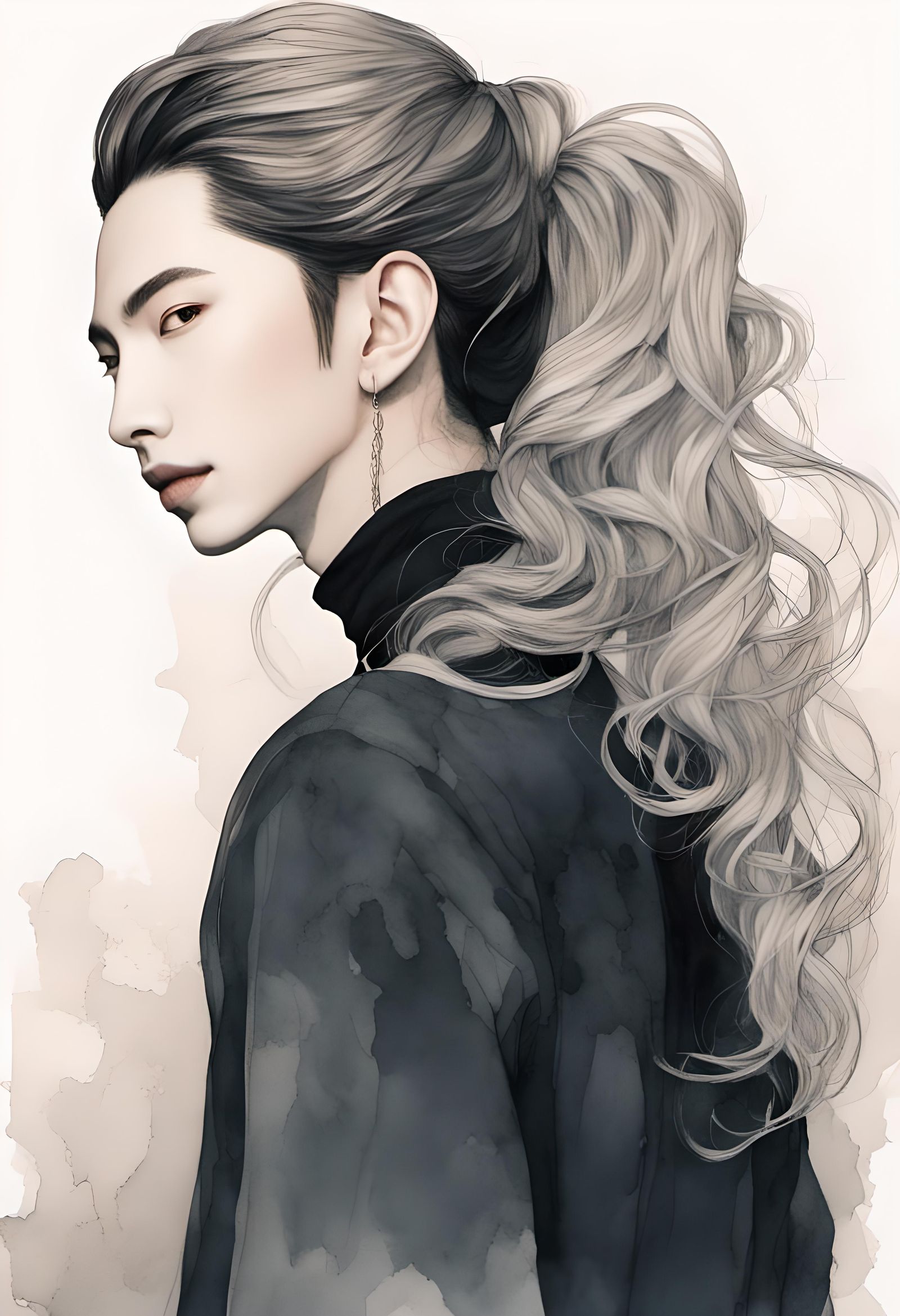 Platinum Blonde in Coffee Shop: Romantic Watercolor