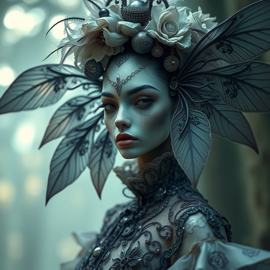 Portrait artistique d'une créature onirique féminine, inspir...