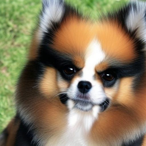 Heroic Merle Pomeranian: AI Generated Image