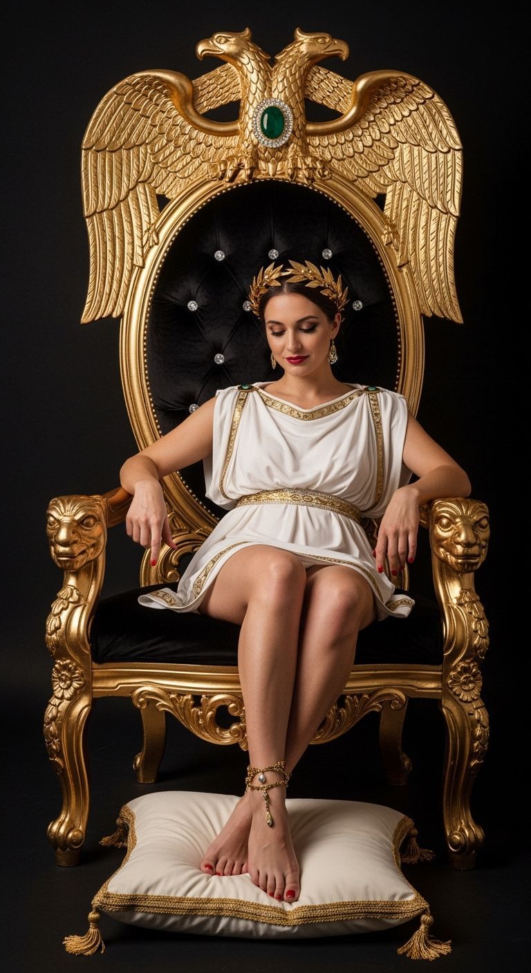 Roman Empress on Luxurious Throne, Studio Portrait