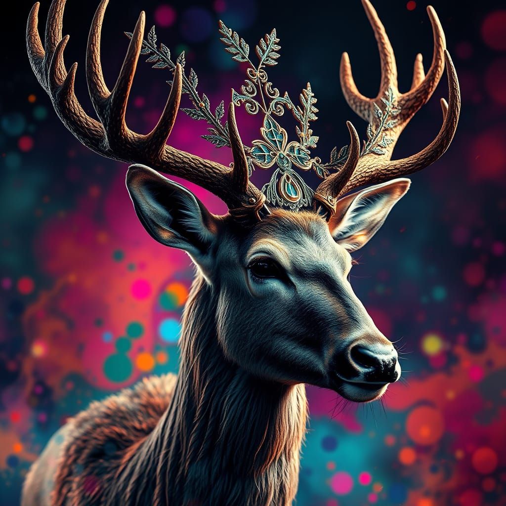 Wonder Deer with Ornate Antlers in Concept Art Style